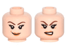 Minifigure, Head Dual Sided Female Brown Eyebrows, Eyelashes, Light Brown Lips, Smile / Angry Pattern