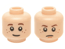 Minifigure, Head Dual Sided Child LotR Brown Eyebrows and Freckles, Slight Smile / Frown (Bain) Pattern
