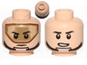 Minifigure, Head Dual Sided Dark Tan Visor, Stern Black Eyebrows, Chin Strap / Open Mouth Pattern (SW T-16 Skyhopper Pilot)