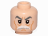 Minifigure, Head Dark Bluish Gray Thick Eyebrows, Upper Eyelids, White Bushy Moustache, Medium Nougat Cheek Lines, Chin Dimple and Wrinkles, Stern Pattern