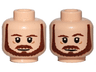 Minifigure, Head Dual Sided Beard, Brown Eyebrows, Moustache, White Pupils, Neutral / Raised Left Eyebrow Pattern (SW Qui-Gon)