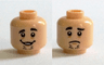 Minifigure, Head Dual Sided Black Eyebrows, Chin Stubble, Open Mouth Grin / Sad Face Pattern (Shaggy)
