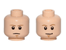 Minifigure, Head Dual Sided Dark Tan Eyebrows, Chin Dimple, White Pupils, Stern / Smile Pattern (SW Luke Skywalker)
