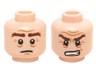 Minifigure, Head Dual Sided LotR Gimli Bushy Brown Eyebrows, Sad / Grimacing Pattern