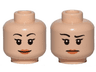 Minifigure, Head Dual Sided Female with Black Eyebrows, Pink Lips, Smile / Concerned with Raised Right Eyebrow Pattern