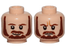 Minifigure, Head Dual Sided Beard, Brown Eyebrows, Moustache, White Pupils, Smile / Frown Pattern (SW Qui-Gon)