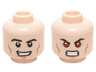 Minifigure, Head Dual Sided Black Eyebrows, Cheek Lines, Chin Dimple, Open Mouth Smirk / Bared Teeth with Red Eyes Pattern (Superman / Hyperion)