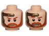 Minifigure, Head Dual Sided Dark Orange Trim Beard and Headset, Closed Mouth / Bared Teeth Pattern (SW Obi-Wan)