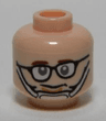 Minifigure, Head Glasses with Crooked Eyeglasses, Brown Eyebrows, Chin Strap Pattern (Ghostbusters Tully)