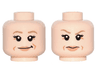 Minifigure, Head Dual Sided Female Dark Tan Eyebrows, Nougat Lips, Laugh Lines, Smirk / Eyebrow Raised Pattern (Princess Leia)