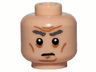 Minifigure, Head Dark Bluish Gray Bushy Eyebrows, Medium Nougat Cheek Lines, Chin Dimple and Wrinkles, Furrowed Brow, Stern Pattern