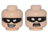 Minifigure, Head Dual Sided Black Eye Mask with Eye Holes, Chin Dimple, Smile / Scared Pattern (Robin)