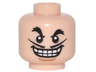 Minifigure, Head Black Bushy Eyebrows, Thin Moustache, Wide Smile with Teeth Pattern (Captain Hook)