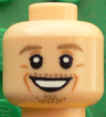 Minifigure, Head Dark Tan Eyebrows, Chin Stubble, White Pupils, Cheek Lines, Open Smile Pattern (Max Kruse)