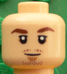 Minifigure, Head Reddish Brown Eyebrows, Chin and Moustache Stubble, White Pupils Pattern (Mario Götze)