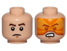 Minifigure, Head Dual Sided Dark Brown Eyebrows, Medium Nougat Chin Dimple, Frown / Dark Red Eyebrows and Eyes, Orange Visor, Angry Scowl with Teeth Pattern