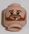 Minifigure, Head Beard Brown Bushy Full, Brown Eyebrows, White Pupils, Smile Pattern (Shkodran Mustafi)