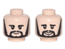 Minifigure, Head Dual Sided Black Eyebrows, Sideburns and Goatee, Neutral / Smiling Pattern (George)