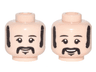 Minifigure, Head Dual Sided Black Eyebrows, Sideburns, Moustache, Neutral / Smiling Pattern (Ringo)
