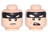 Minifigure, Head Dual Sided Black Headband with Squinted Batman Eyes, Stern / Open Mouth Angry Pattern