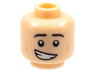 Minifigure, Head Dark Brown Eyebrows, Medium Nougat Dots on Cheeks, Lopsided Open Mouth Smile with Teeth Pattern