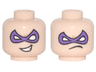 Minifigure, Head Dual Sided Dark Purple Eye Mask Pointed, Crooked Mouth Grin / Frown Pattern (Riddler)