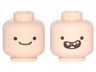Minifigure, Head Dual Sided Small Black Wide Set Eyes, Smile / Open Mouth Smile with Tongue and 3 Teeth Pattern (Finn the Human)
