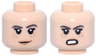 Minifigure, Head Dual Sided Female Reddish Brown Eyebrows, Nougat Freckles and Lips, Slight Smile / Bared Teeth Angry Pattern