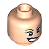 Minifigure, Head Female Wide Eyes, Red Lips, Crooked Grin with Teeth Pattern