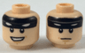 Minifigure, Head Dual Sided Black Headband with Squinted Batman Eyes, Neutral / Grin Pattern
