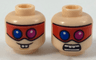 Minifigure, Head Dual Sided Red Eye Mask with Blue and Red Eyes, Buck Teeth, Neutral / Scared Pattern