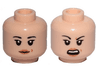 Minifigure, Head Dual Sided Female Black Eyebrows, Light Orange Lips and Beauty Mark, Neutral / Angry Pattern (SW Rose)