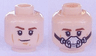 Minifigure, Head Dual Sided Brown Eyebrows, Cheek Lines, Smirk / Breathing Mask Pattern (SW Han Solo)