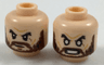 Minifigure, Head Dual Sided Black Eyebrows, Reddish Brown Beard, Neutral / Angry with White Eyes Pattern