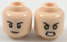 Minifigure, Head Dual Sided Black Eyebrows, Neutral / Green Eyes Angry Pattern