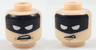 Minifigure, Head Dual Sided Black Headband with Squinted Batman Eyes, Worried / Disgusted Expression Pattern