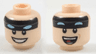 Minifigure, Head Dual Sided Black Headband with Squinted Batman Eyes, Smile with Teeth / Open Mouth with Teeth and Tongue Pattern