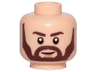 Minifigure, Head Beard with Dark Brown Eyebrows, Angular Beard, Smile and White Pupils Pattern