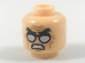 Minifigure, Head Black Angry Eyebrows, Silver Glasses, Gritted Teeth Pattern