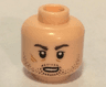 Minifigure, Head Male Brown Stubble, Dark Brown Eyebrows, Oval Mouth and Scar Pattern (SW DJ)