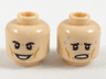 Minifigure, Head Dual Sided Black Eyebrows, Dark Orange Cheek Lines, Smiling / Worried with Sweat Drops Pattern