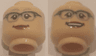 Minifigure, Head Dual Sided Female Glasses with Dark Green Frames, Red Lips, Smiling / Smiling with Teeth Pattern