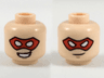 Minifigure, Head Dual Sided Red Eye Mask, White Eyes, Smile with Teeth / Lopsided Grin Pattern (Robin)