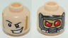 Minifigure, Head Dual Sided Black Eyebrows, Sideburns, Open Mouth Smile / Mask with Red Eyes Pattern (Star Lord)