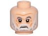 Minifigure, Head White Gray Eyebrows, Gray and White Beard and Wrinkles Pattern