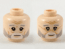 Minifigure, Head Dual Sided Light Bluish Gray and White Eyebrow and Beard, Neutral / Slight Smile with Gold Glasses Pattern