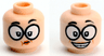 Minifigure, Head Dual Sided Female Black Eyebrows, Glasses Large, Skeptical / Smile With Teeth Pattern (Edna Mode)