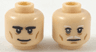 Minifigure, Head Dual Sided Black Eyebrows Thick, Smile / White Eyebrows and Moustache, Gray Right Eye Pattern