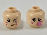 Minifigure, Head Dual Sided Female, Black Eyebrows, Dark Pink Stripes on Cheeks, Left Eye Winking / Blowing Bubblegum Bubble Pattern
