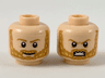 Minifigure, Head Dual Sided Medium Nougat Eyebrows and Beard with Yellow Highlights, Smile / Fierce Pattern